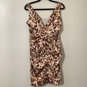 Vintage Y2K Cheetah Print Gyaru McBling‎ Maximalist Cinched Bodycon Dress Sz 10